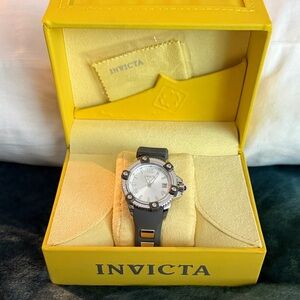 Invicta Silver Watch with Black Band